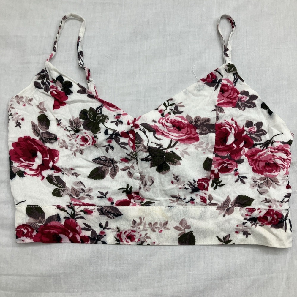 Ambiance White w/ Roses Bralette Top‎ Size M Y2K Feminine